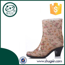 zapatos de la jalea del pvc de la flor de la rosa de la flor de la mujer para la bota B-812 del verano